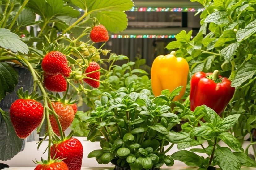 Growing,Strawberries,,Tomatoes,,Bell,Peppers,,Herbs,And,Vegetables,Hydroponically